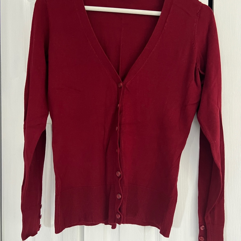 Women's Red Cardigan Sweater